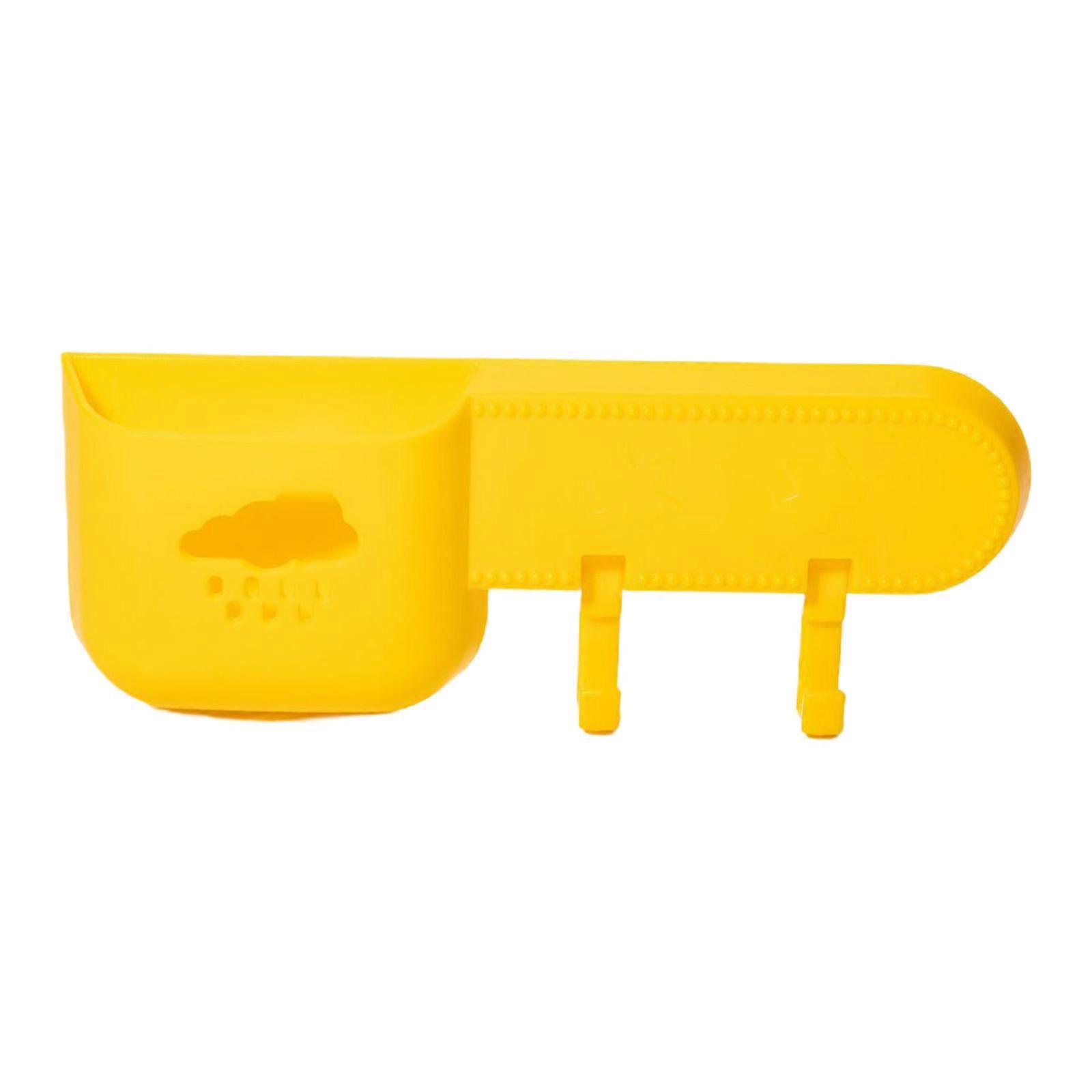 Mobile Phone Holder Wall Mounted Organizer Sundries Storage Rack Remote Control Hanging Bracket Multifunction Hooks Charging Stand Yellow