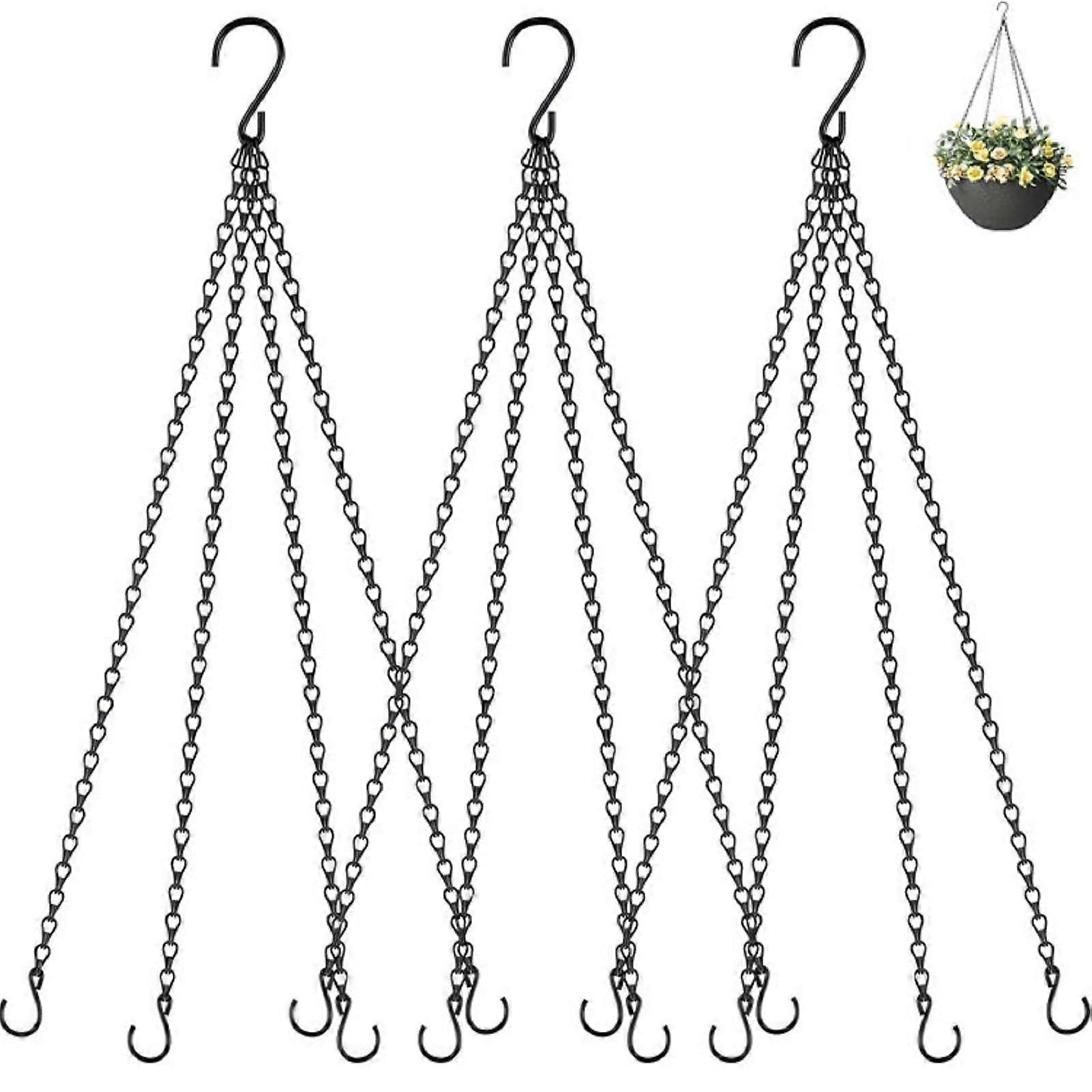 Pack of 3 Hanging Basket Cha, Chain Black for Hanging Planters, Bird Feeders