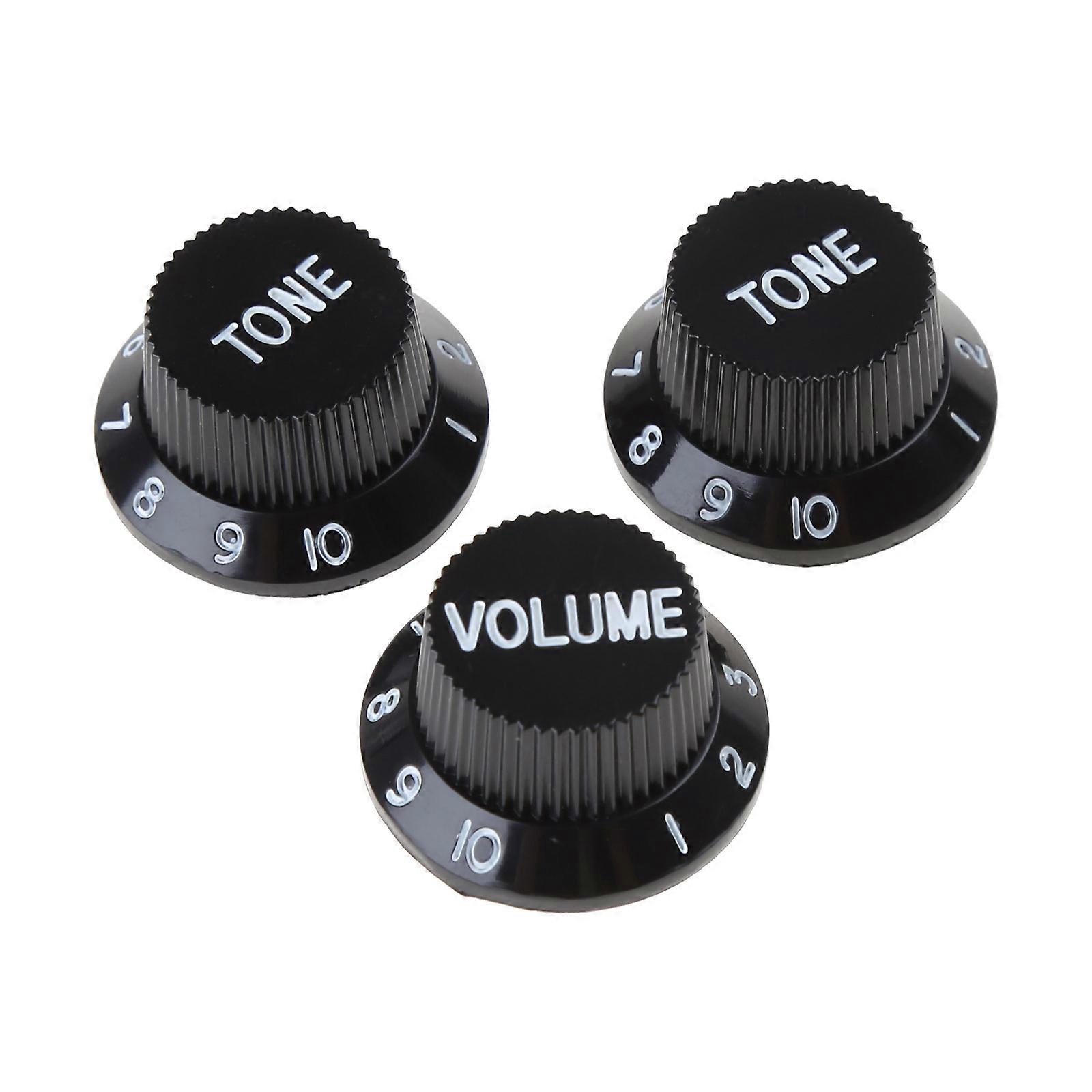 1 Volume 2 Tone Knob Button E-Gitarre Potentiometer Cap Hat Für FD ST Bott Schwarz