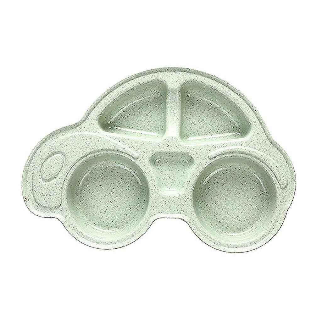 Durable, Non-Slip Dinner Tray With Compartments, Car Shape, Green, One Piece