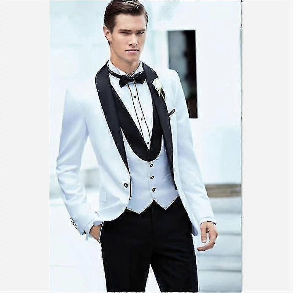 Stylish Handsome Groom Tuxedo Jacket Vest Pant