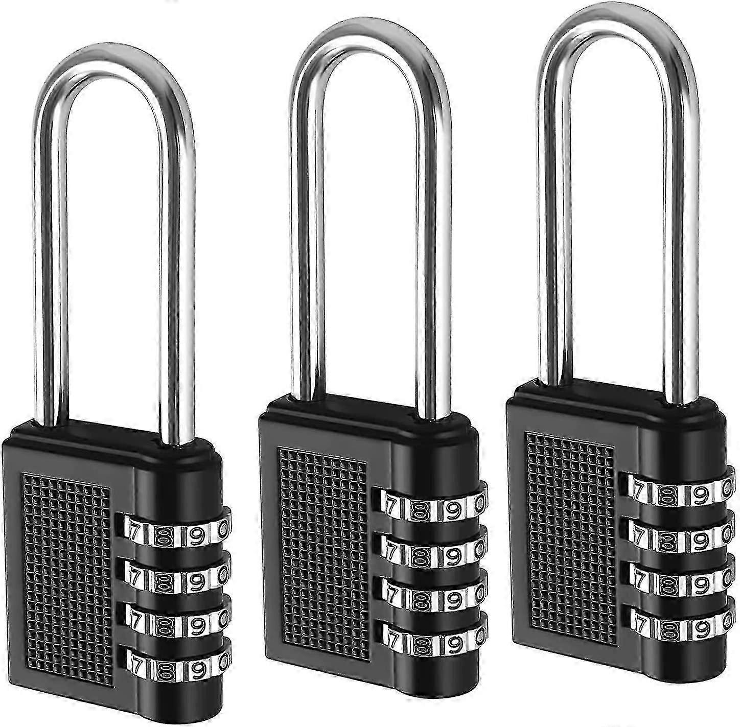 Combination Padlock Set of 3, 4 Digit Locks for General Use, 17b-l Style Security Padlock