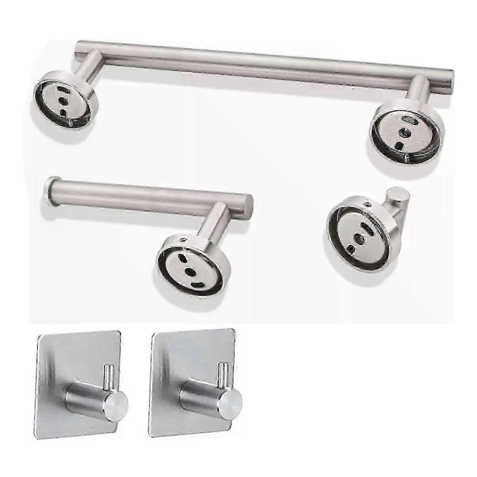 Bathroom Hardware Set - Towel Rack, Paper Holder, Hook - Silver
