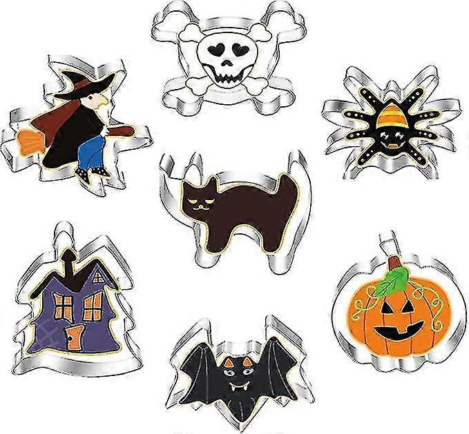 Halloween Cookie Cutters - 7pc Pumpkin Bat Ghost Spider Cat Witch Cookie Cutters