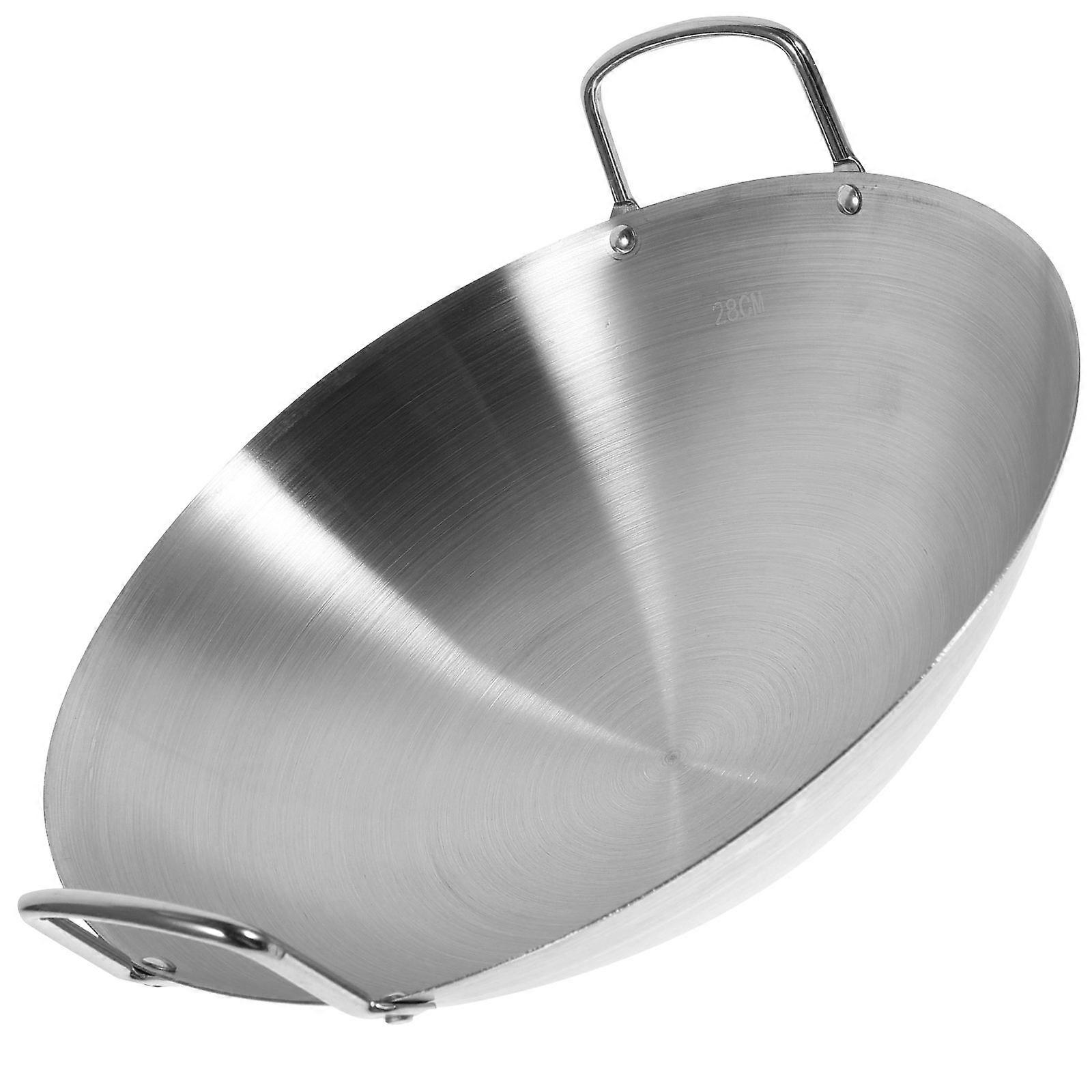 Stainless Steel Wok with Double Handles, Even Heating Design for Stir Frying, Food Safe, Space Saving Kitchen Essential