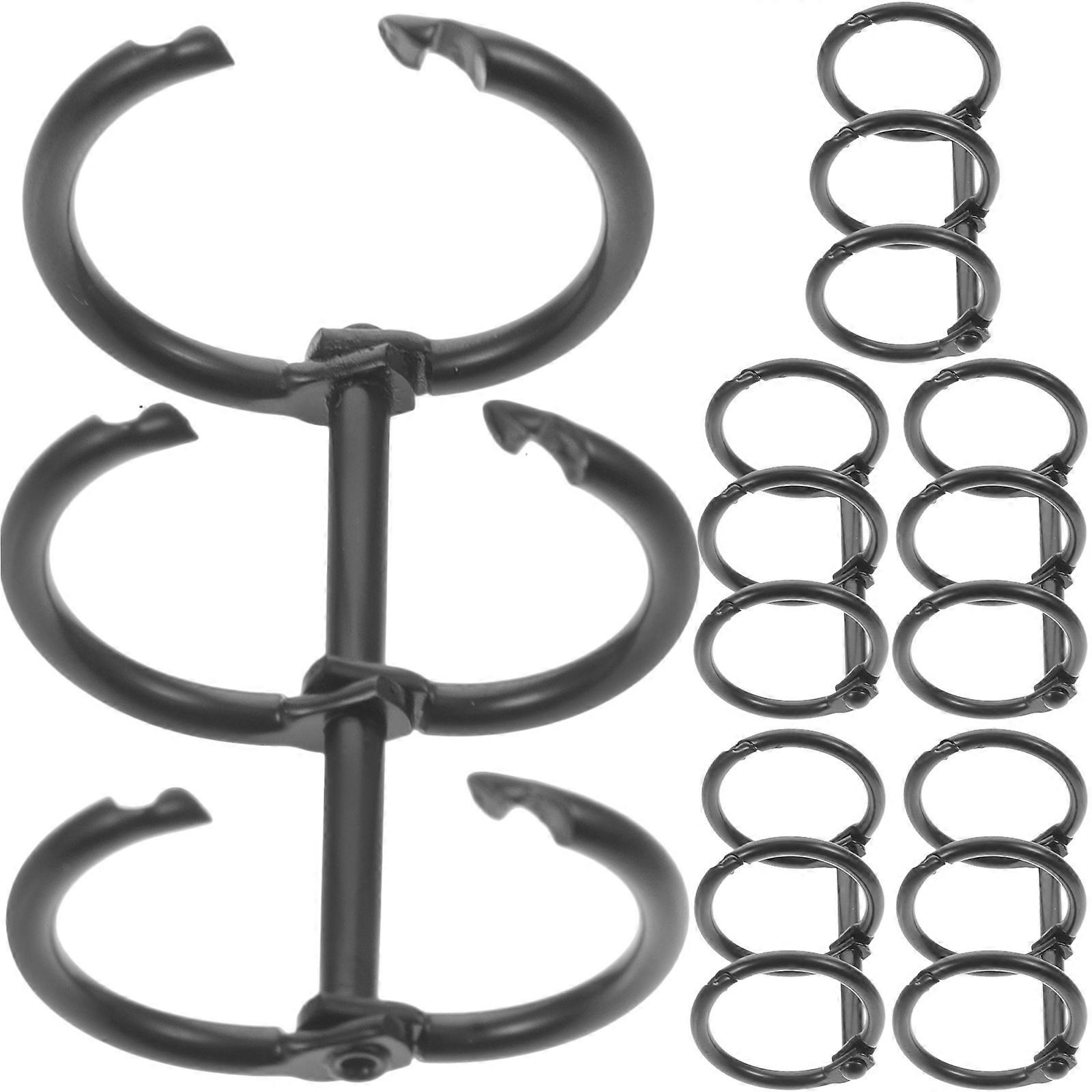 Scrapbook Binder Ring Circular Page Turning Black Alloy 6Set For Students Office Supplies