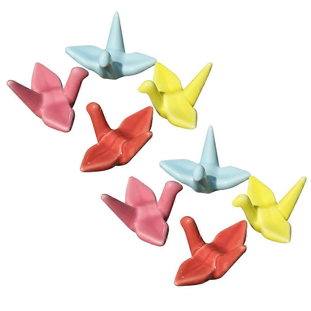 Chopsticks Storage Rack Ceramic Paper Crane Shaped Tableware Holders Pink 6 x 4.6 x 3cm Holding Chopsticks 8Pcs