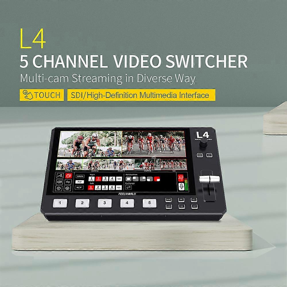 FEELWORLD L4 Video Mixer Switcher - 10.1" Touchscreen, 4 HDMI Inputs, USB 3.0 Output