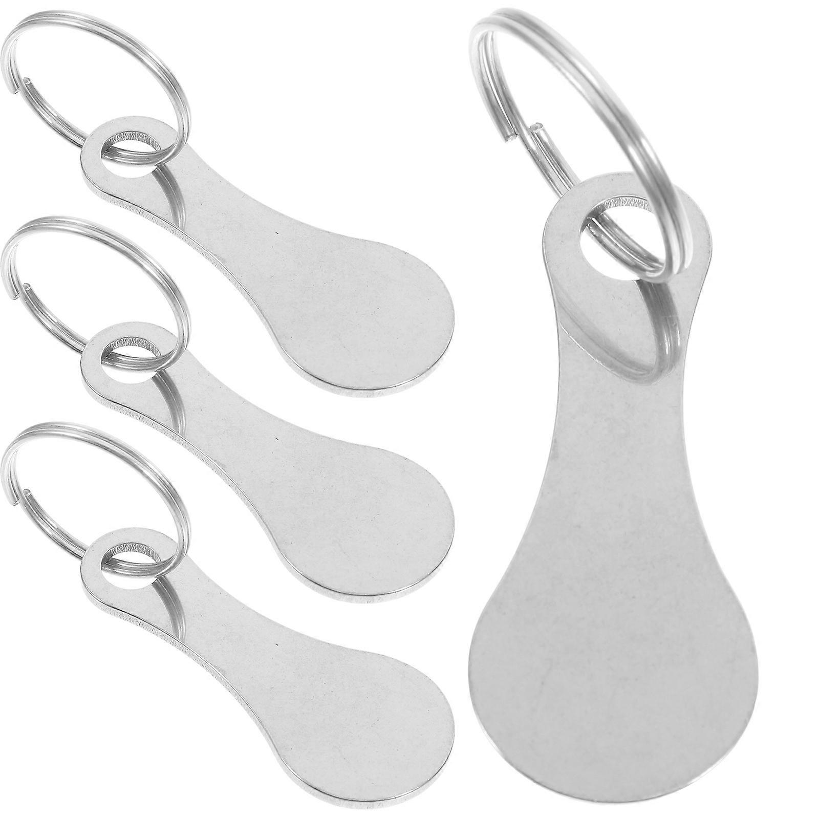 Quarter Keychain Holder For Shopping Carts Prevent Coin Loss Portable Efficient Use At Supermarkets Silver 7 70X2 20X0 20CM 4Pcs