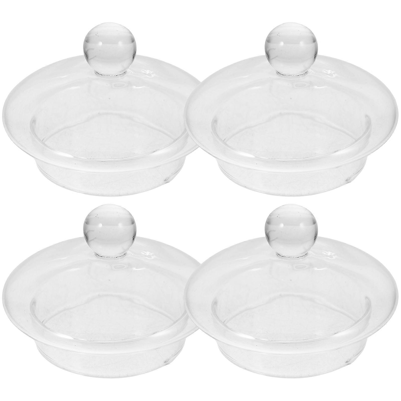 Tea Kettle Glass Cover Transparent Round Shape Dust Protection Camping 4Pcs