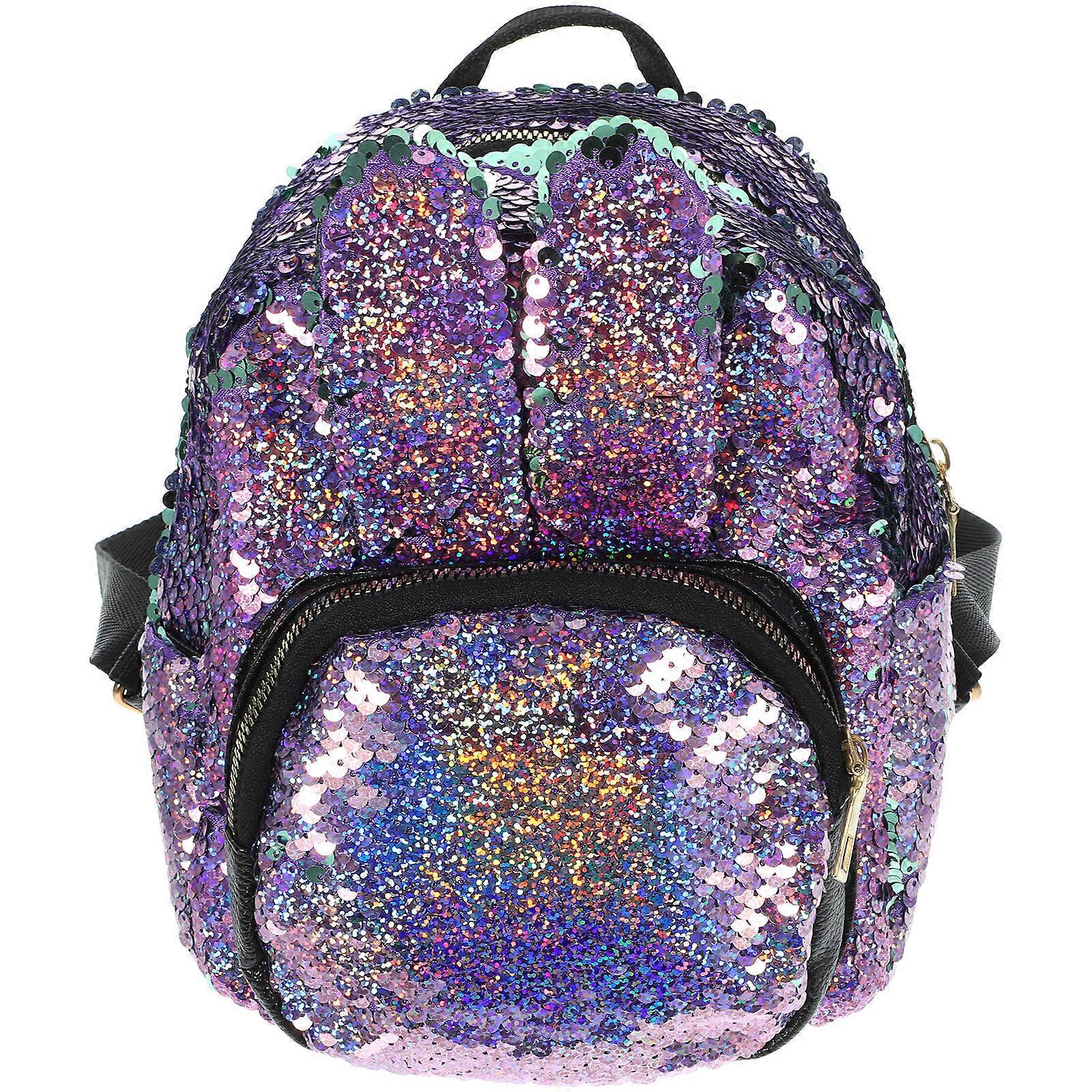 Sequins Cartoon Backpack with Comfortable Double Shoulder Straps for Preschool Storage of Snacks, Glasses and Essentials