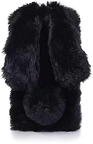 Everainy Compatible with Nokia G42 Silicone Plush Rabbit Case (Black)