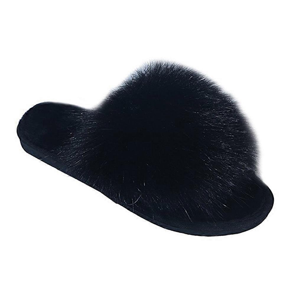 Non-Skid Slippers Pair Warmth Rubber Open Toe for Women Indoor Use Black Size 8 Comfortable 1Pair