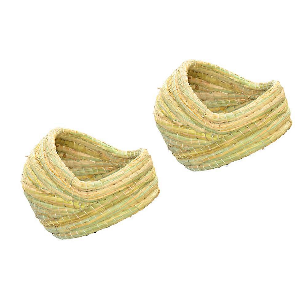 Small Animal Hideout Mini Hamster House Braid Nest Warm Bed Indoor Use Multi 14X13cm Private Space 2Pack