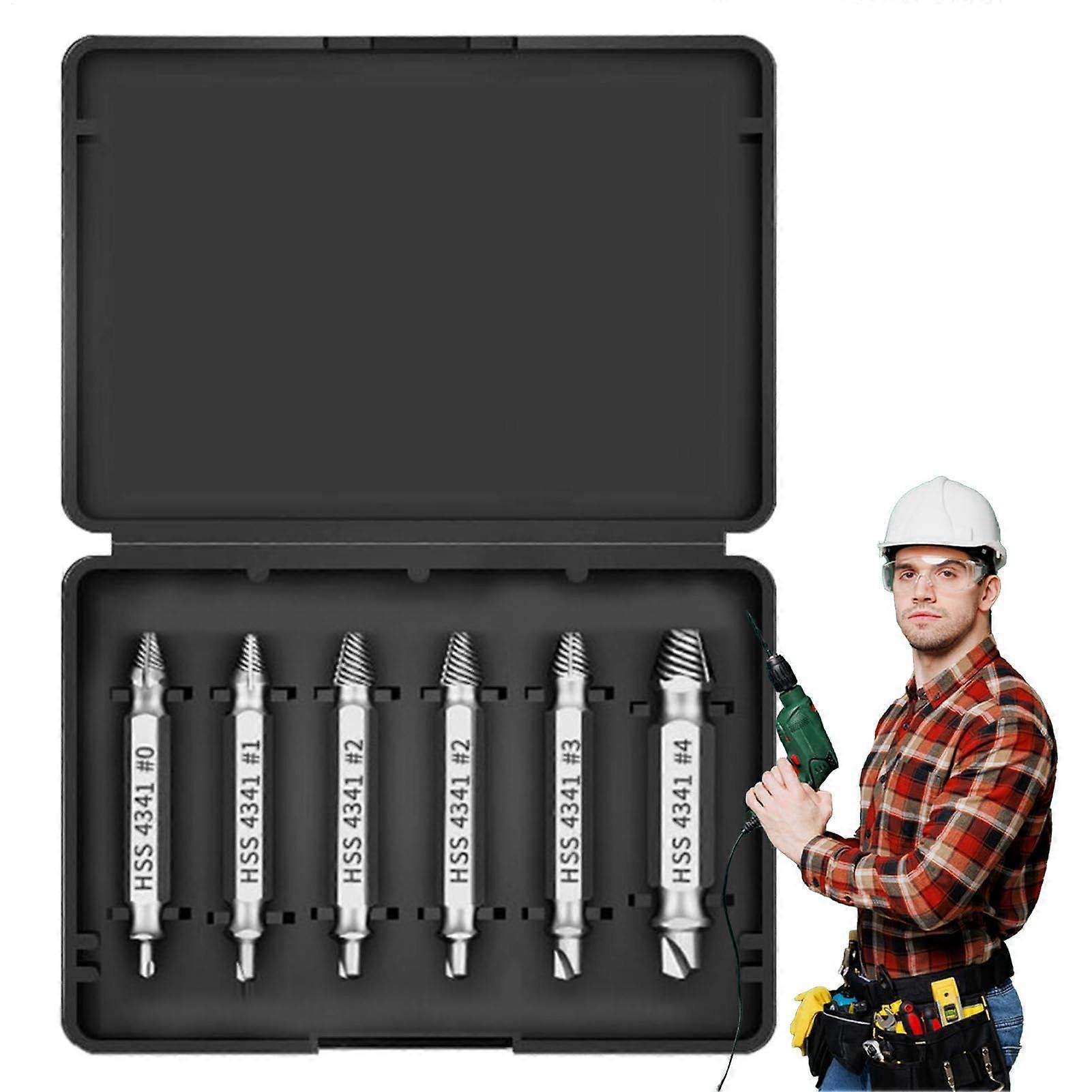 Damaged screw extractor set, rusty screws stuck bolts remover, ergonomic screw extractor for car , mechanical engineering craftwork silver