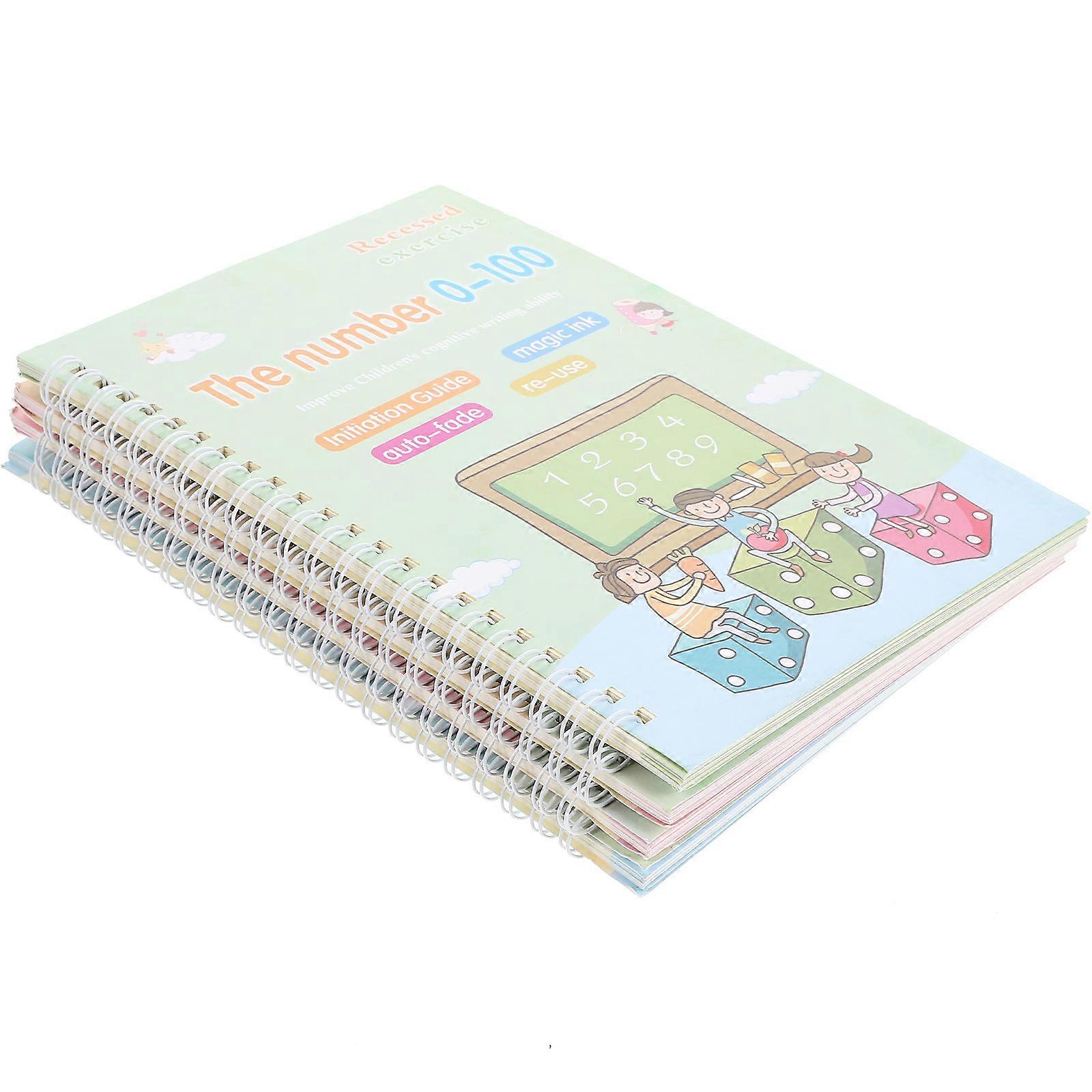 Reusable Writing Practice Books English Practice Book Copybook Preschool .5x14.5x0.5cm Calligraphy Training 4Pcs
