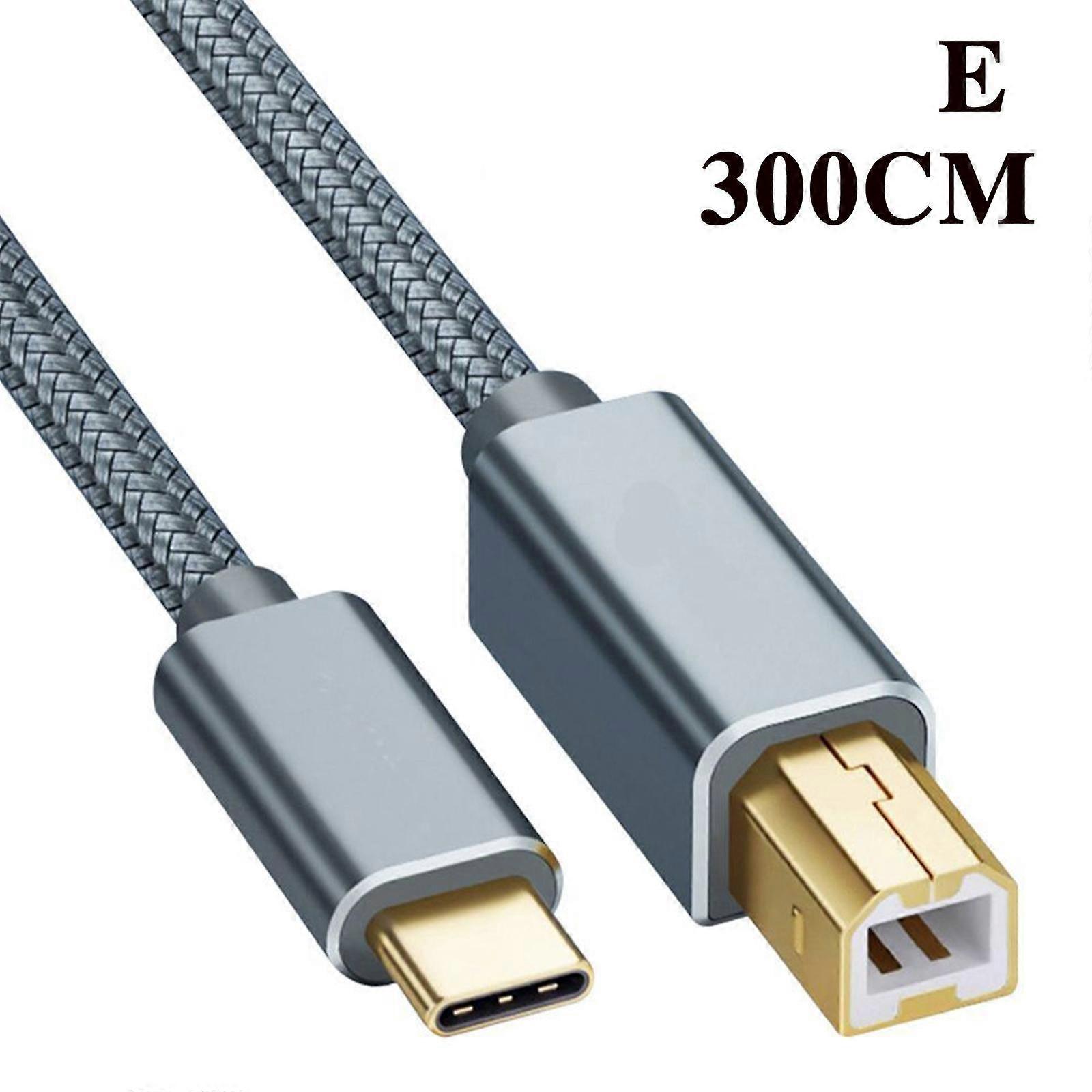 USB Type-C to USB B 2.0 Printer Cable Scanner Laptop; 300CM