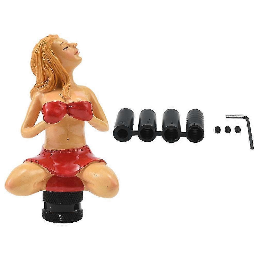 Sexy Girl Gear Shift Knob with Adapters, Resin Gear Lever Handle for Most Manual Cars (Red) 2025