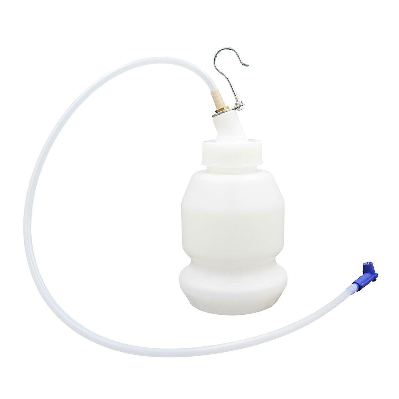 Brake Bleeder Bottle 1L Auto Brake Fluid Extractor with Silicone Hose Hanging Hook, White MK14877
