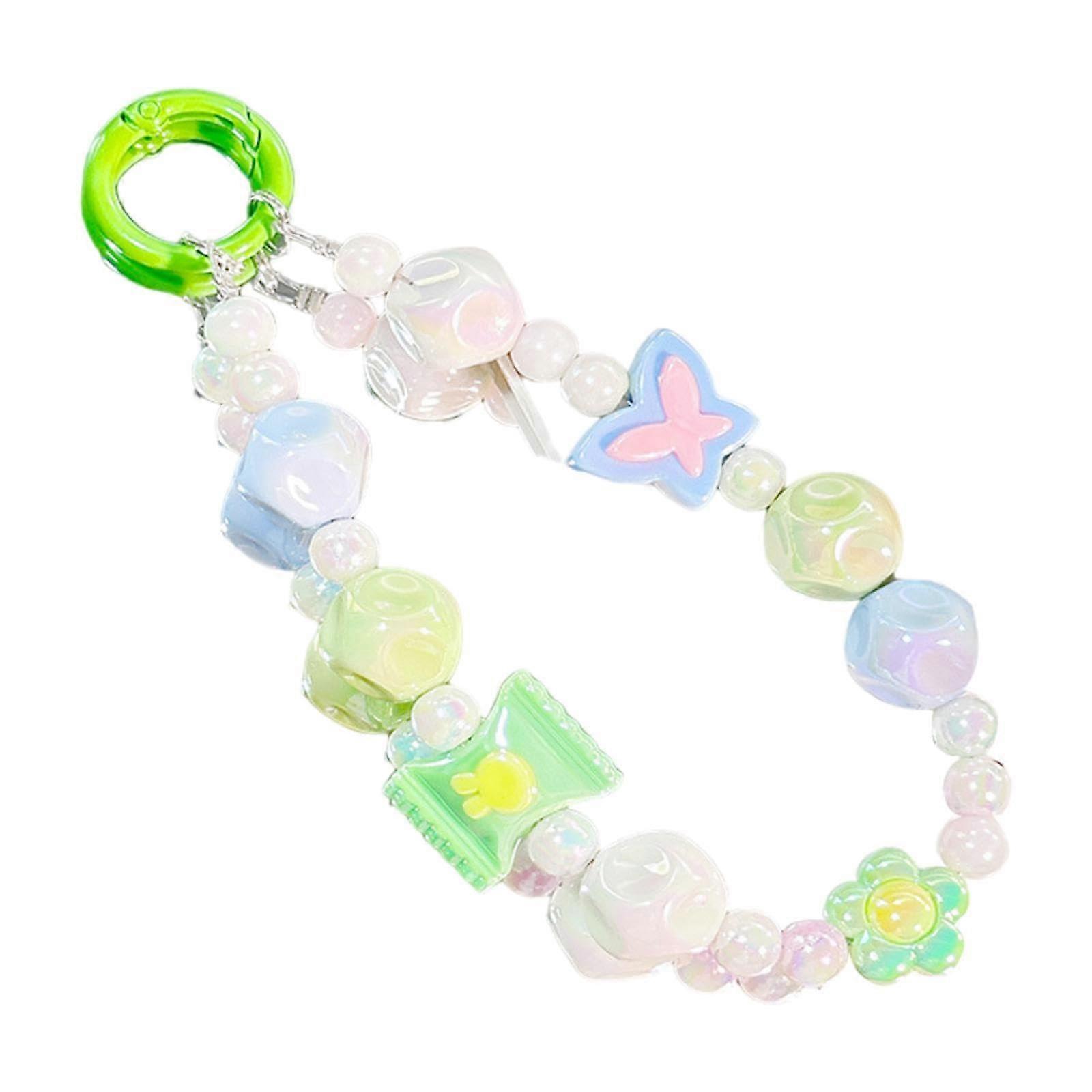 Pearl Keyring with Colourful Accents for Women and Children in Blue and Green Colors, Durable Material, Unique Style