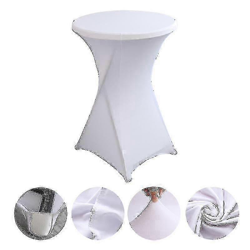 Cocktail Round Spandex Table Cover,four-way Stretch,black,80x110cmwhite SZRH A-C