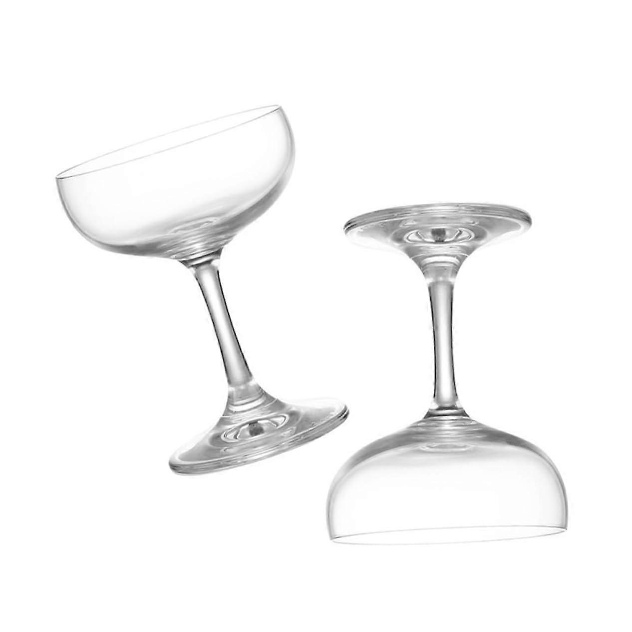 Set of 2 Retro Cocktail Glasses - Transparent Martini Coupe for Champagne, Mulled Wine, and Espresso Drinks