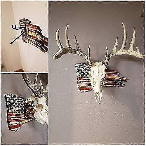 Deer Skull Mounting Kit with Antler Hooks for Wall Display