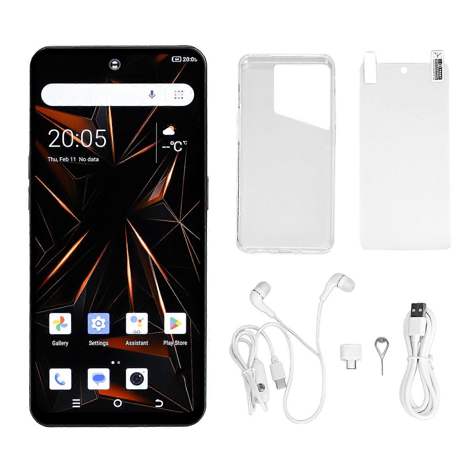 Black 4G Smartphone with 6.53" FHD Display, 12GB RAM, 24MP Camera, Android 13, Dual SIM