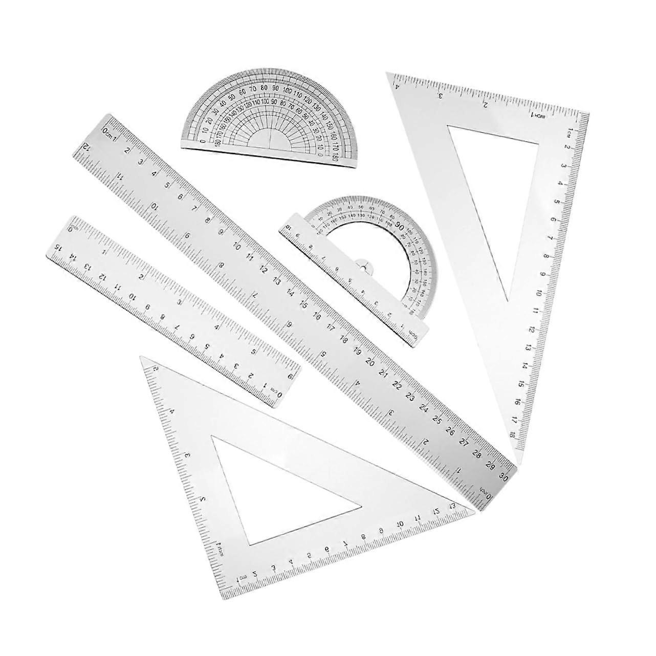 6Piece Geometry Set with Protractor, Triangle Rulers, Straight Ruler