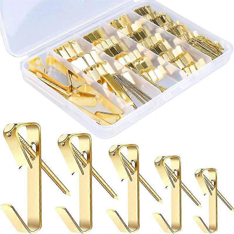 Picture Hooks, 136 pcs. Set of 5 sizes of picture hooks, including 10/20/30/50/100 lb heavy duty