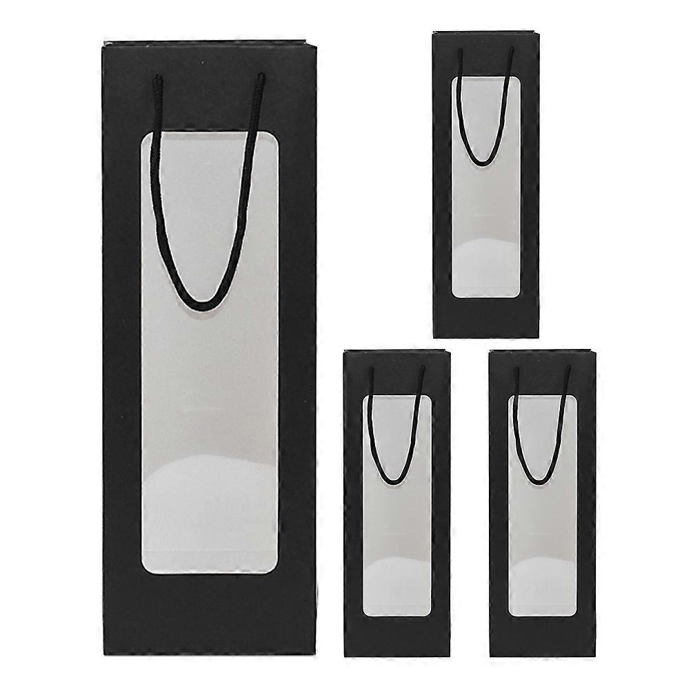4pcs Kraft Bags with Clear Window – Reusable Elegant Carrier for Party, Holiday, and Gift Use