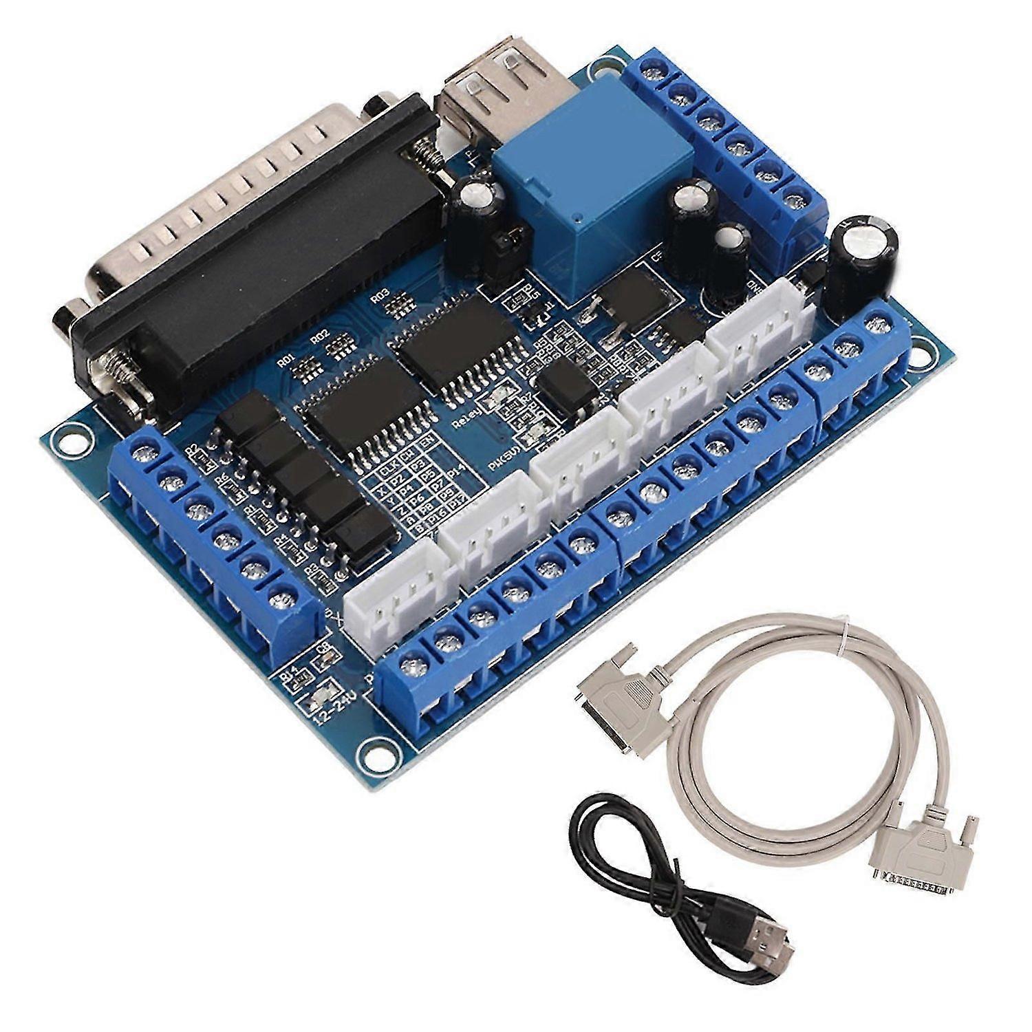 5 Axes Stepper Motor Driver Interface Board with Optocoupler Isolation Board USB DB25 Cable Blue
