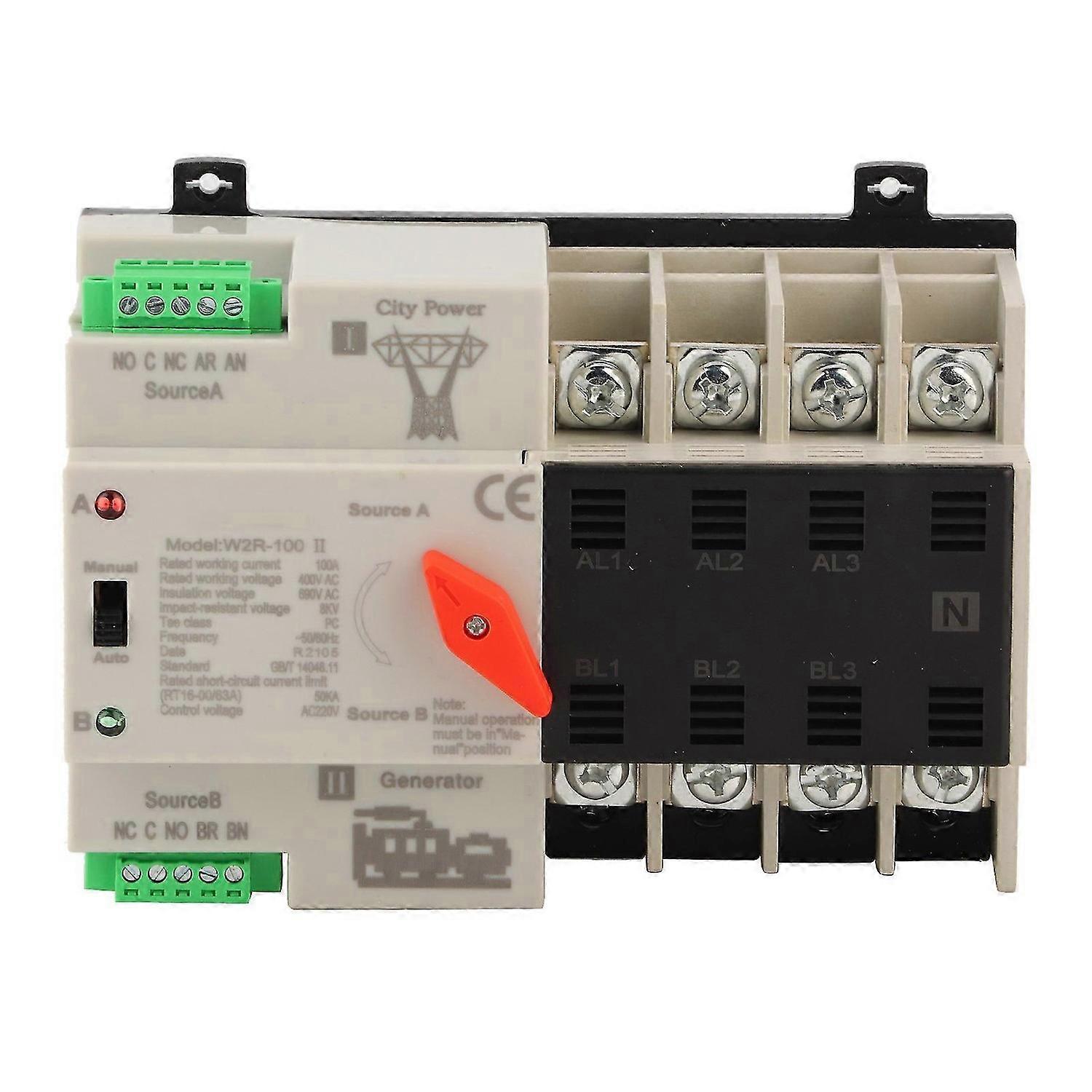 W2R-100 Dual Power Supply Automatic Transfer Switch 4P 100A Power Transfer Switch