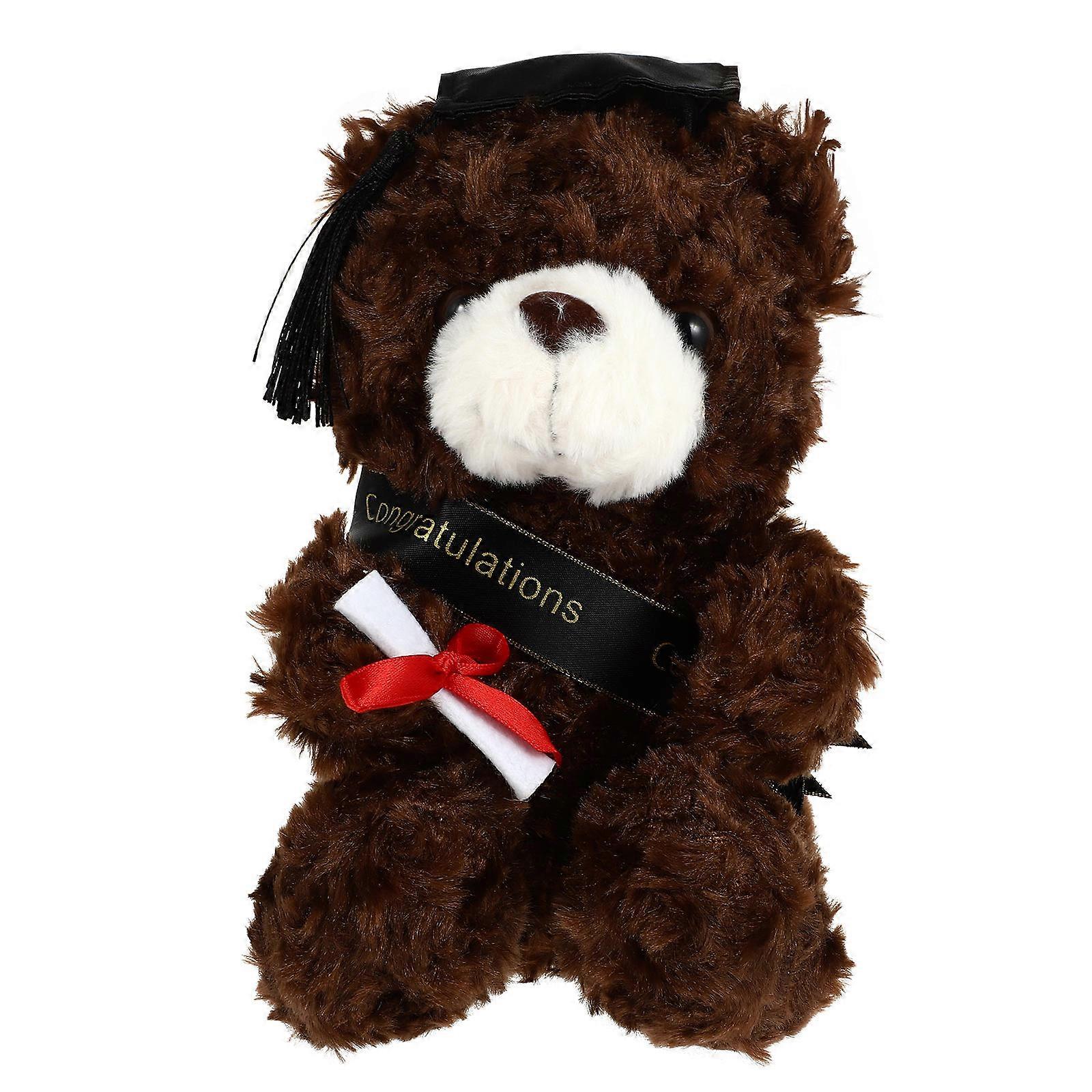 Graduate Stuffed Bear Plush Animal Toy For Family Members Graduation Ceremony 23x15x10cm 1Pack