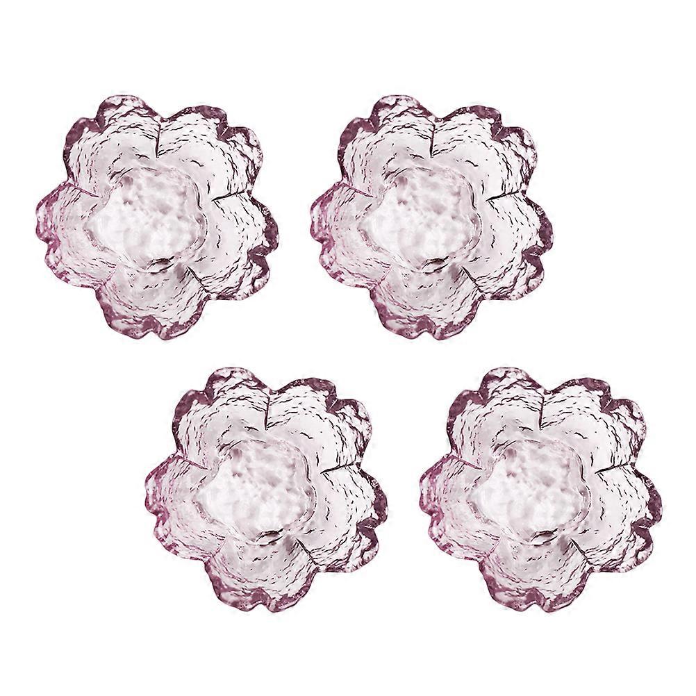 Flower Soy Sauce Dish Glass Appetizer Plates Small Condiment Holding Lavender 3.26x3.26inch Snack Serving 4Pcs