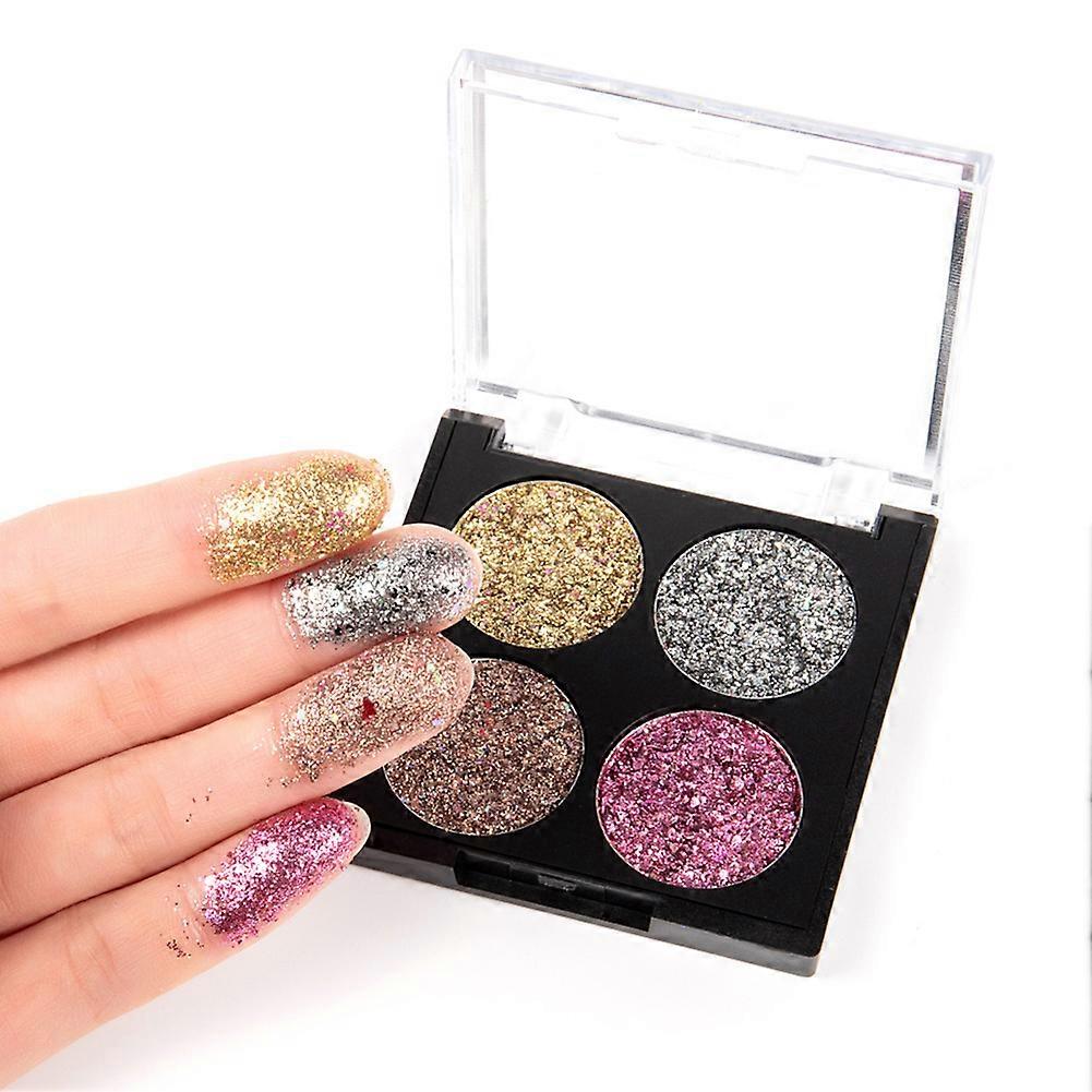 4 Colors Diamond Glittering Eyeshadow Powder Shiny Pigmented Eyeshadow Palette (02#)