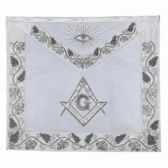 Master Mason Grand White Hand Embroided Apron With Square Compass G