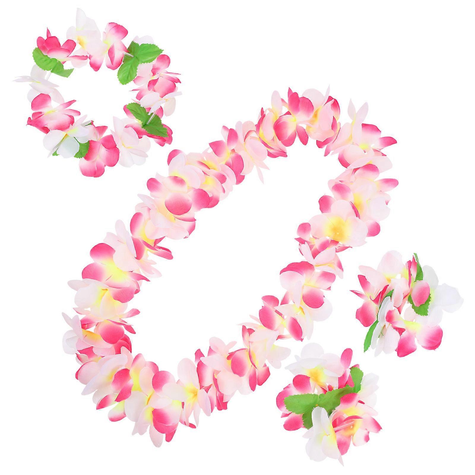 Hawaiian Theme Decorations Flower Garland Scratch-Free Portable Carry Perfect for Beach Gathering 1Set