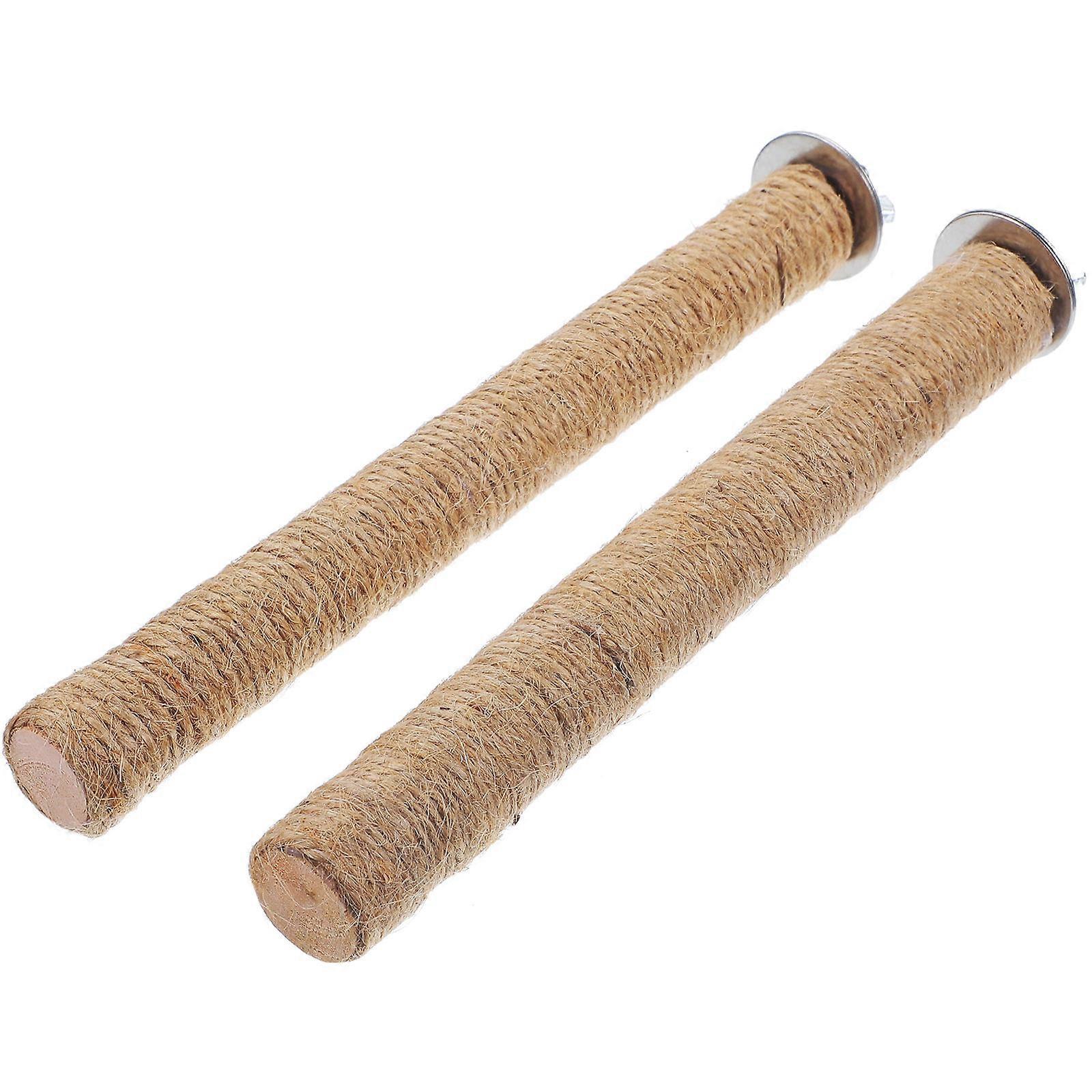 Parrot Perches Sturdy Wooden Bird Standing Stick Light Brown 20x2.2cm Scratching Resting 2Pcs