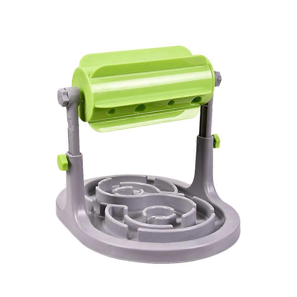 Green Plastic Drum Dispenser Slow Feeder for Dogs and Cats, Interactive Feeding Device with Idler Wheel Design for Fun and Safe Pet Training