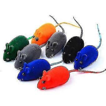 5er-Pack beflocktes Maus-Katzenspielzeug mit Sound, Plüsch-Gummi-Vinyl, zufällige Farben