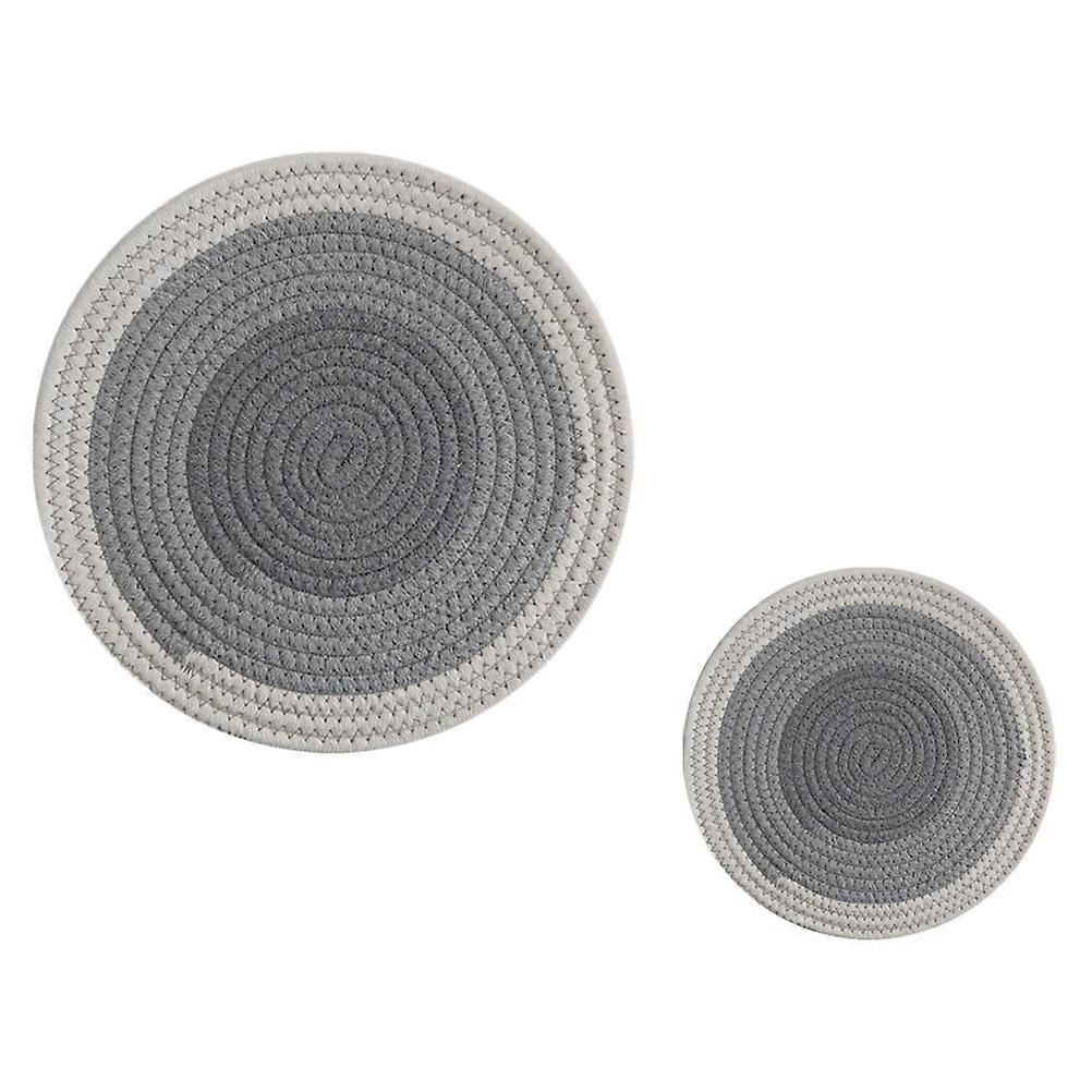 Heat Resistant Placemats Round Shape Cotton Material Coffee Table Anti-Scalding 18cm Diameter 2Pcs