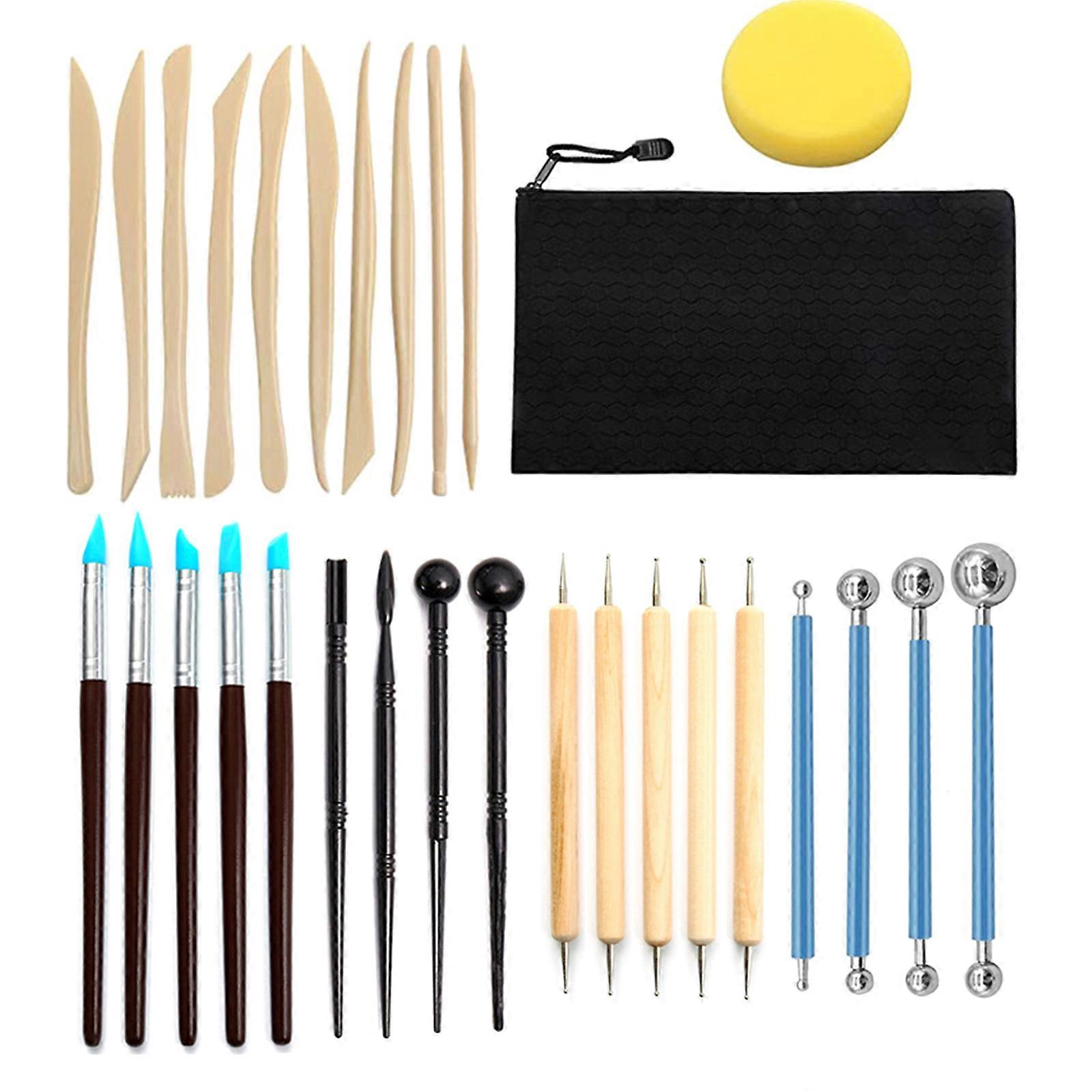 30Pcs Clay Sculpting Tools, Ball Stylus Dotting Tools, Modelling Clay Tools Ball Stylus Dotting Tools with Storage Bag Multicolor