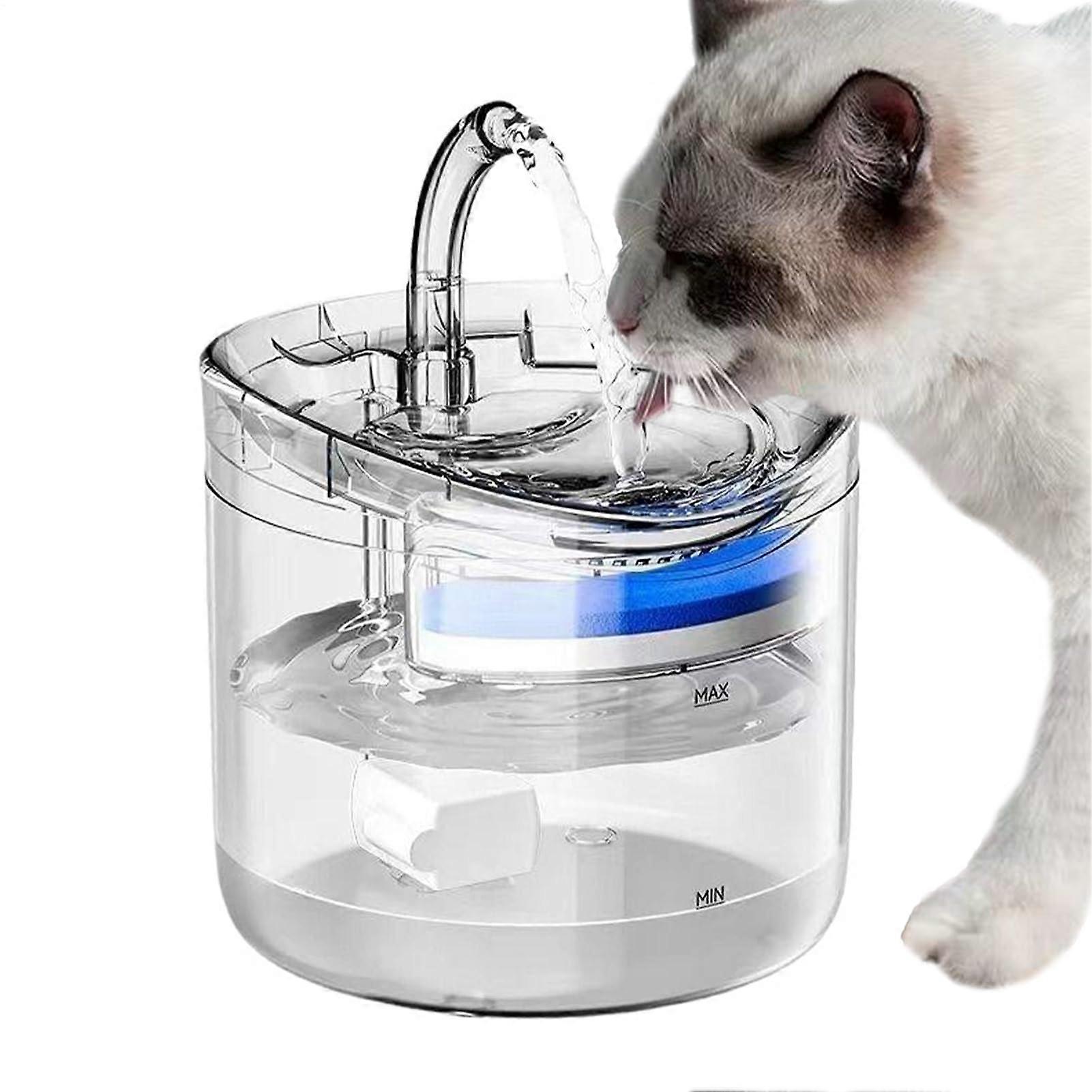 Cat Water Fountain 2L Transparent Smart Dispenser With Automatic Internal Flow Filter Hydration Station For Cats
