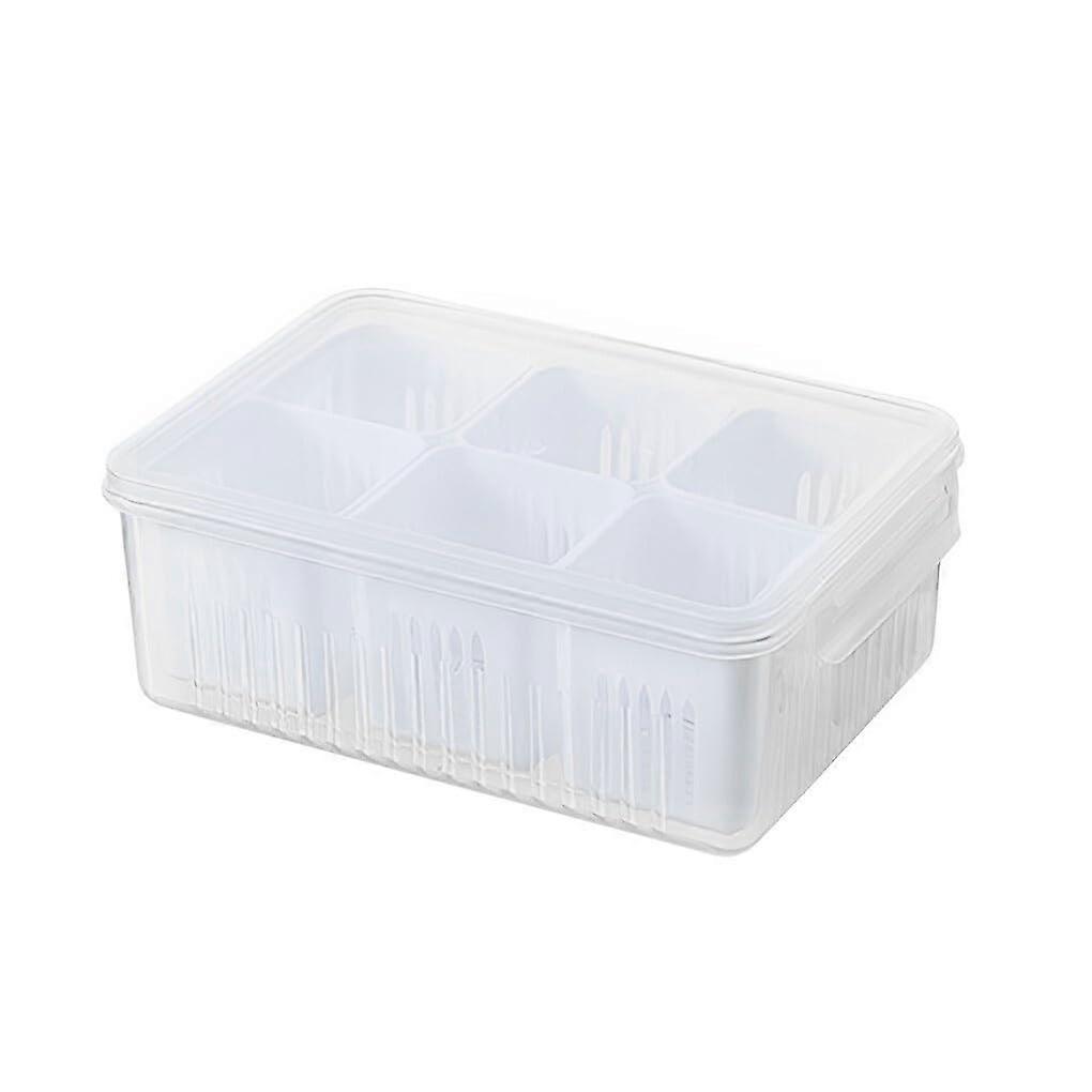 ABS Refrigerator Storage Box - Stackable 6-Grid Kitchen Organizer, Drainer Accessories for Household Use