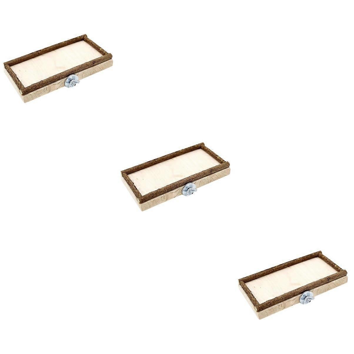 3 pieces wooden board toys for parrots, food box and springboard for small birds, for home, office, and pet shops, promotes movement and coordination.