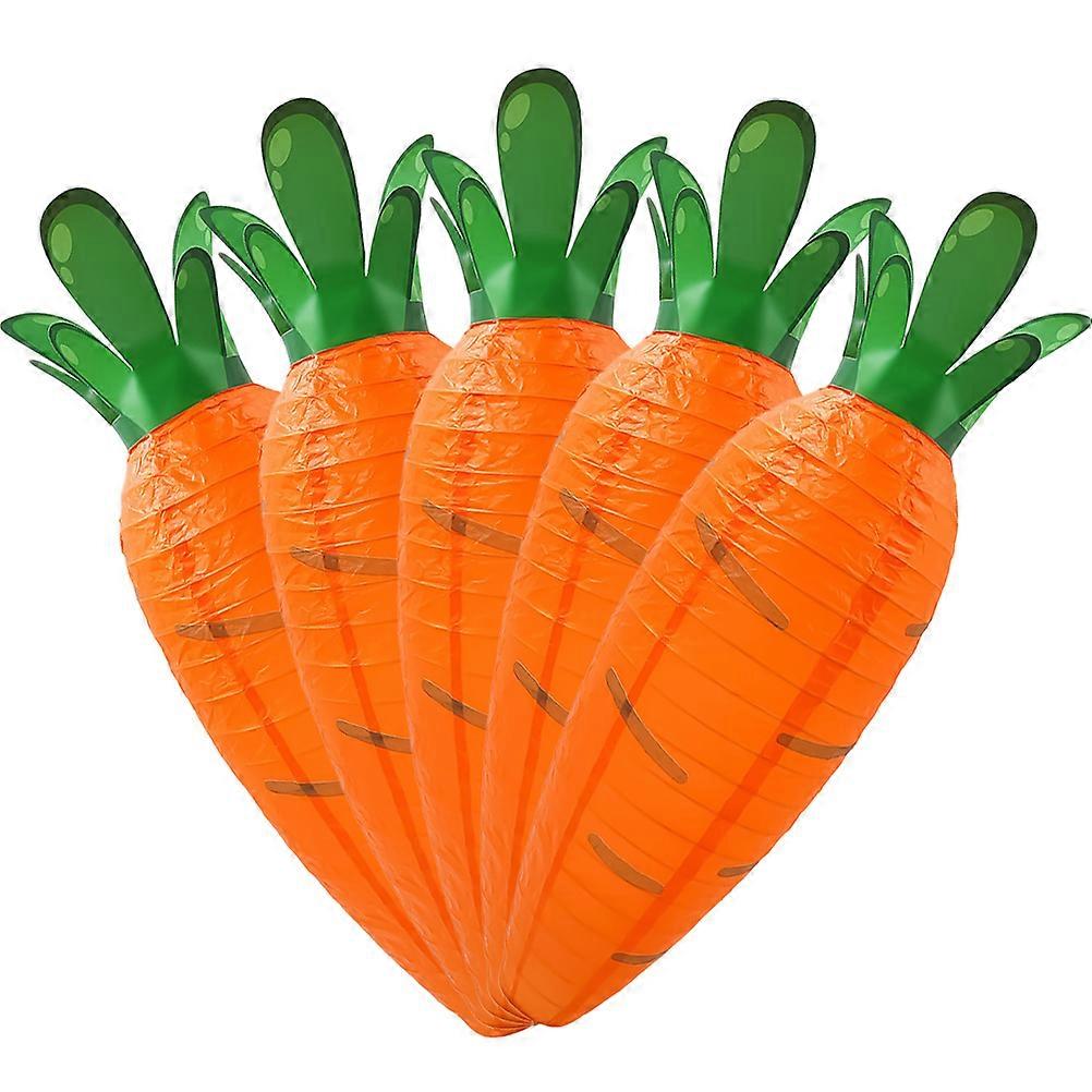 5pcs Easter Decorative Carrot Shaped Paper Lanterns for Party Decoration