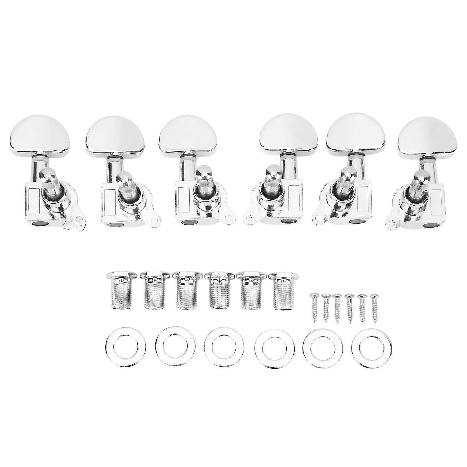 3R3L Guitar Locking Tuners Semicircle Head Heavy Duty Internal Gear Bevel Angle String Tuning Pegs Silver