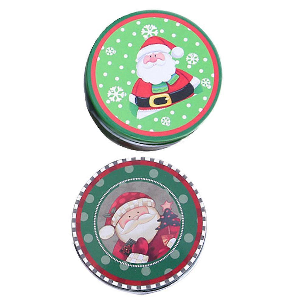 Round Tin Box Metal Cookie Box Festive Use Assorted Color Storage 2Pack