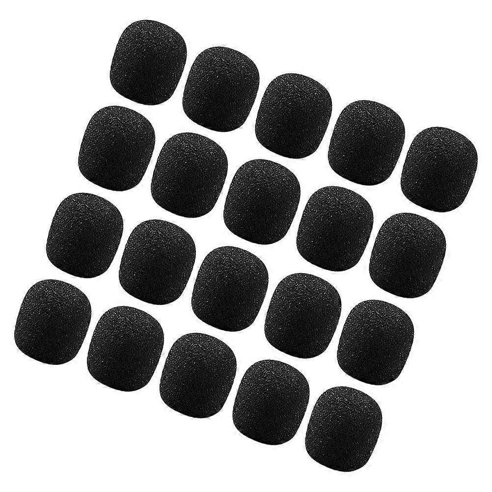 Microphone Windscreen Protective Cover Lapel Microphone Windscreen Speech Interview Presentation Black Oval Shape 20Set